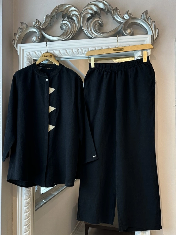 İNVEE 7145 Keten Takım - Siyah