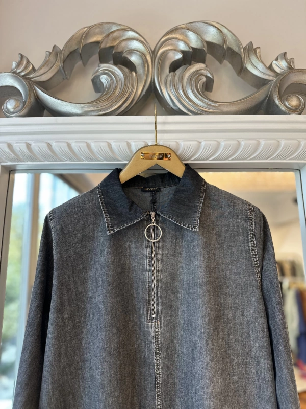 İNVEE İnce Denim Elbise - Siyah