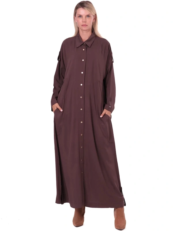 İNVEE Apoletli Uzun Kap - Kahverengi