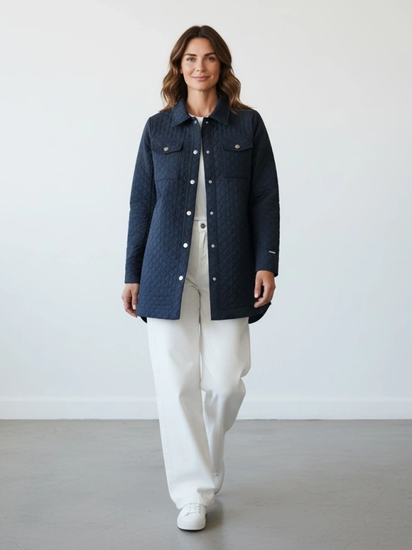 İNVEE Çıtçıt Kapamalı Kısa Kapitone Ceket - Lacivert