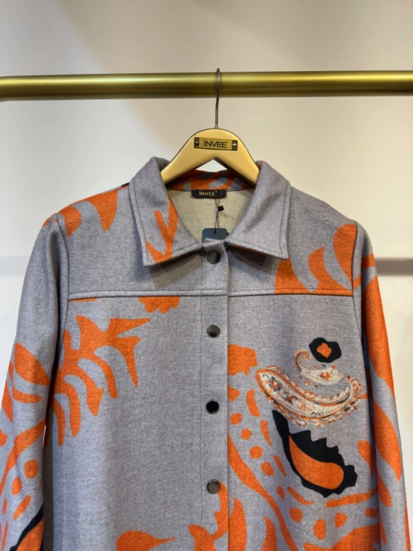 İNVEE Desenli Çıtçıt Kapamalı Mevsimilik Uzun Pardesü