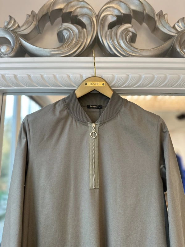 İNVEE Fermuar Detaylı Elbise - Çağla