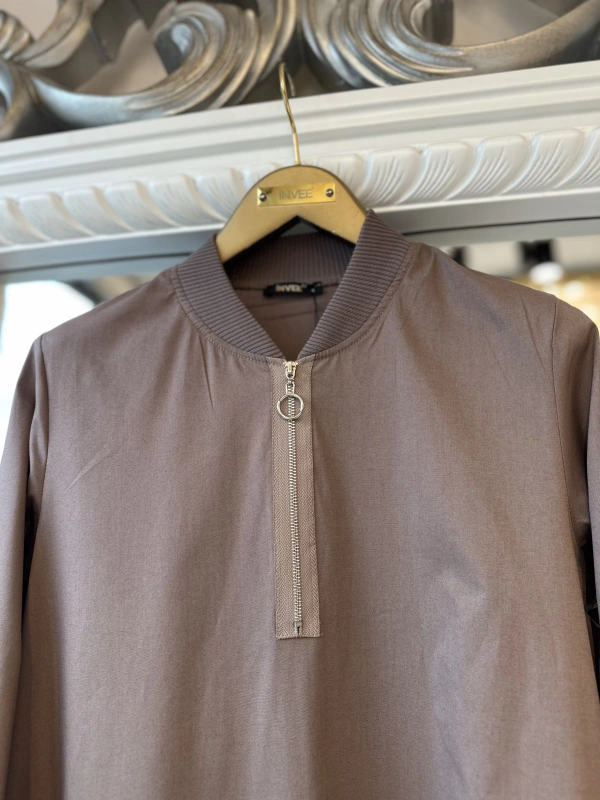 İNVEE Fermuar Detaylı Elbise - Tarçın