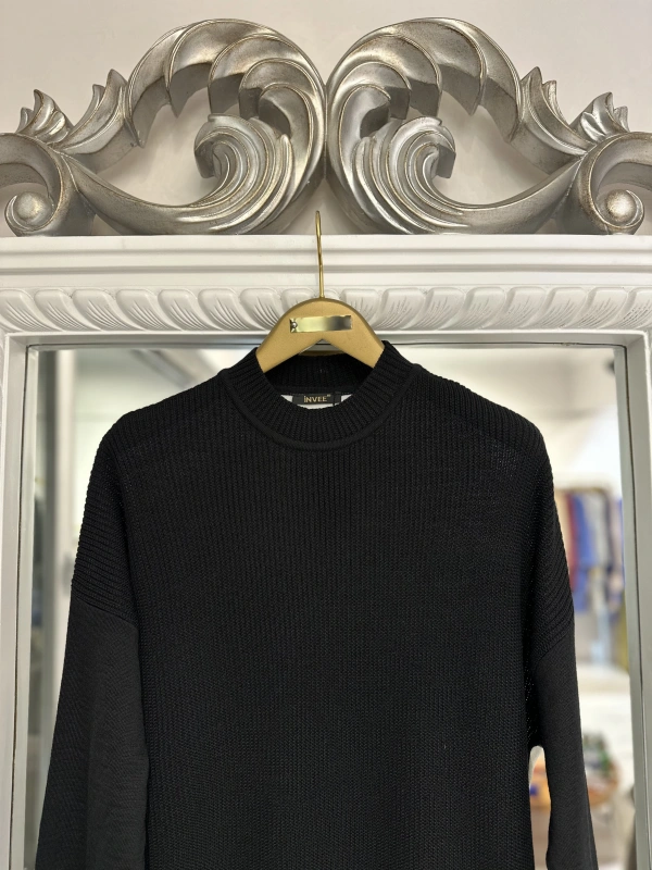 İNVEE Yün Karışımlı Kazak - Siyah-Beyaz