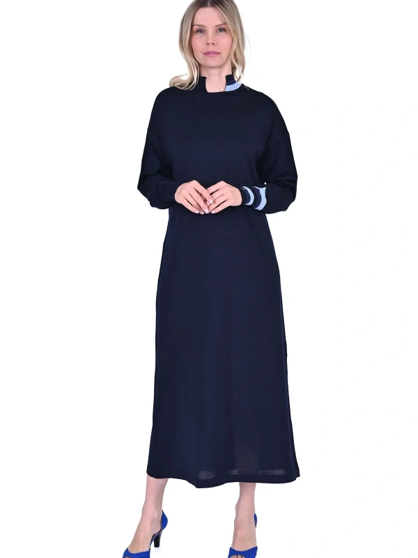 İNVEE Yün Karışımlı Triko Elbise - Lacivert