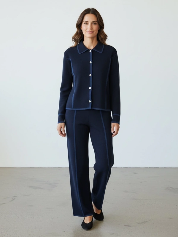 İNVEE Yün Karışımlı Triko Takım - Lacivert