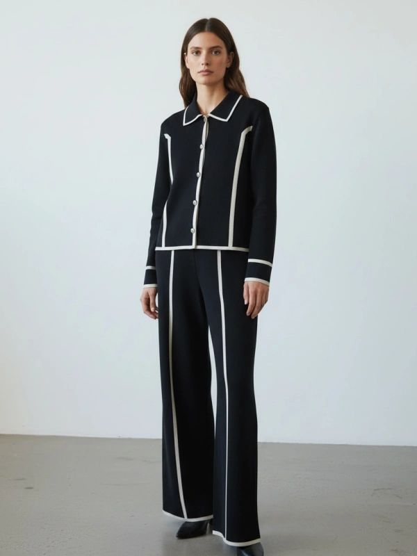 İNVEE Yün Karışımlı Triko Takım - Siyah