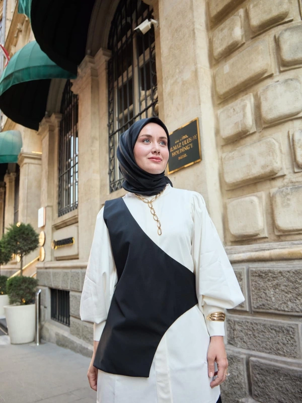 Monogram Pamuk İpek Eşarp - Siyah