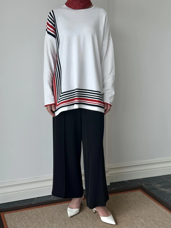 Sentez Arkası Lastikli Kumaş Pantolon - Siyah