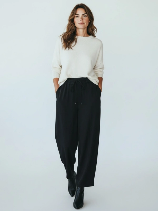 Sentez Beli Ayarlanabilen Lastikli Pantolon - Siyah