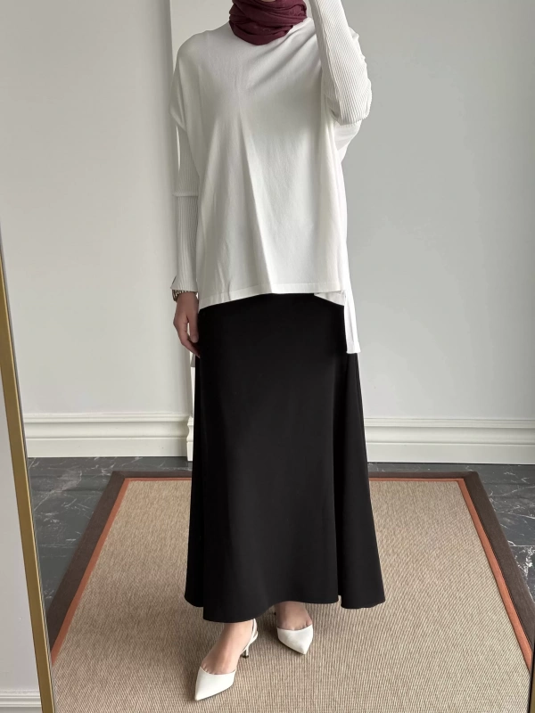 Sentez Krep Etek - Siyah