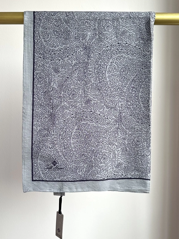 Silk Home Mayda Şal - Gri-Lacivert