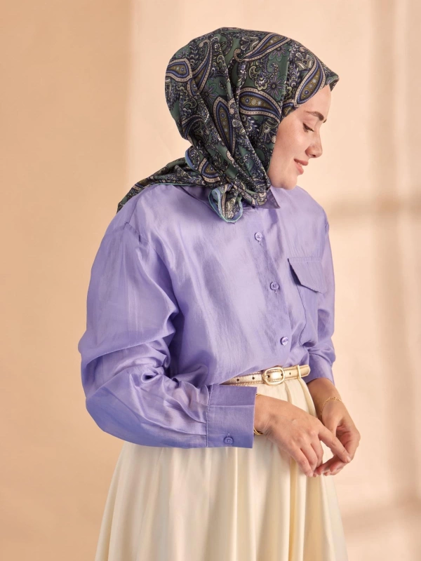 Silk Home Yaz Esintisi Eşarp - Çağla, Lila Mavi, Taş, Sisli Yeşil