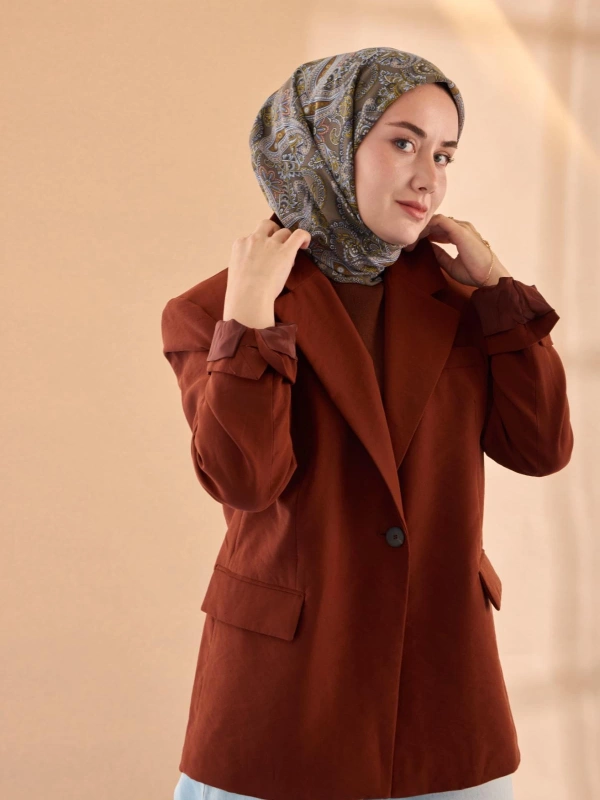 Silk Home Yaz Esintisi Eşarp - Koyu Vizon, Vizon, Yağ Yeşili, Taba