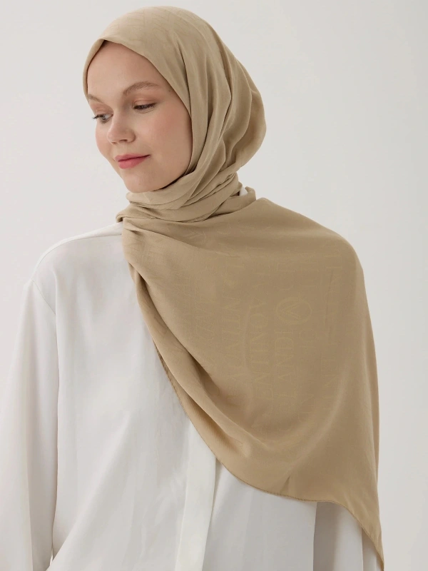 Valentino Orlandi VO Logo Şal - Koyu Bej