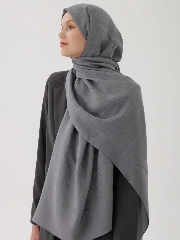 Valentino Orlandi VO Logo Şal - Koyu Gri