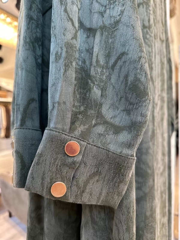 İNVEE Çiçek Desenli Lyocell Kap - Haki