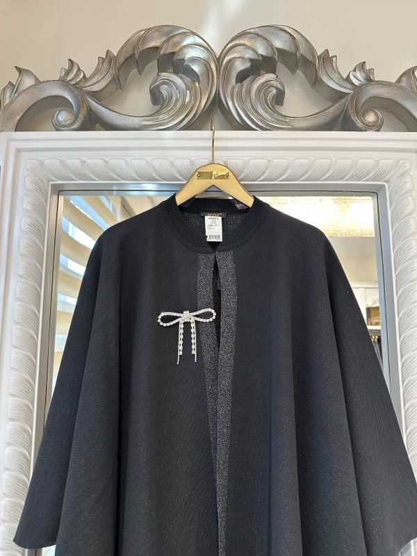 İNVEE 6104 Simli Siyah Panço-Şal