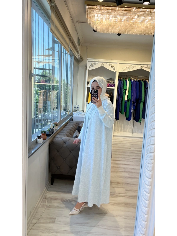 İNVEE 6885 Ekru-Mavi Elbise