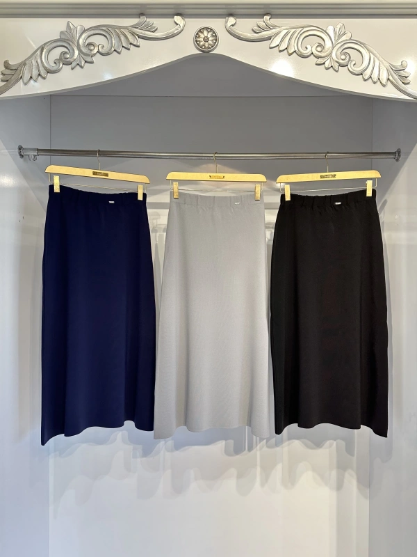 İNVEE 7015 Kloş Lacivert Triko Etek