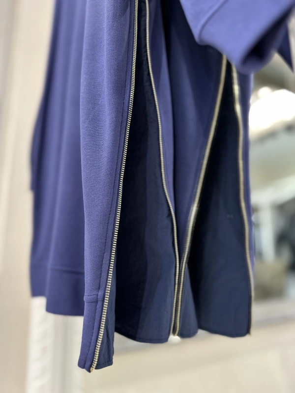 İNVEE 7047 Fermuar Detaylı İki İplik Tunik - İndigo