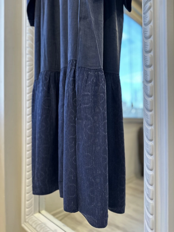 İNVEE 7033 Desenli Modal Elbise - Lacivert