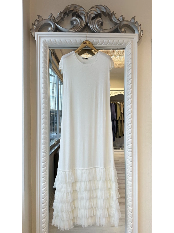 İNVEE Eteği Fırfır Detaylı İç Elbise - Ekru