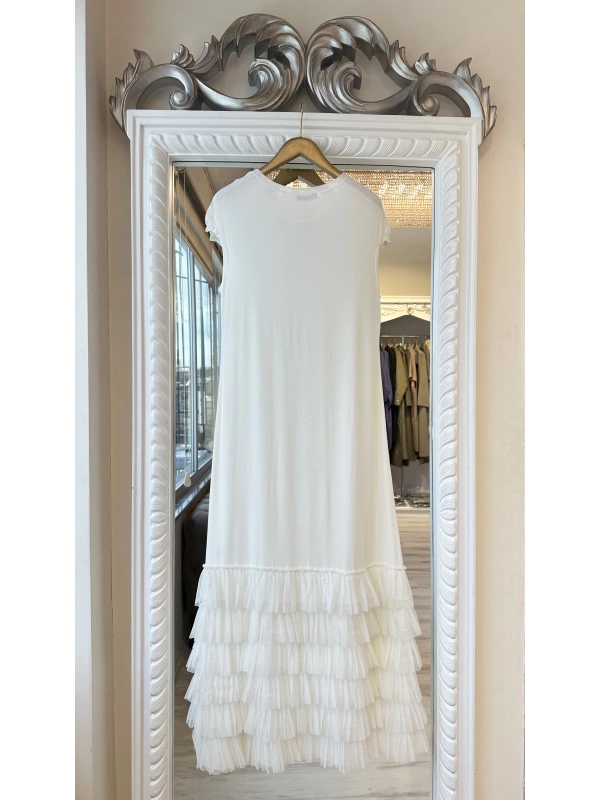 İNVEE Eteği Fırfır Detaylı İç Elbise - Ekru