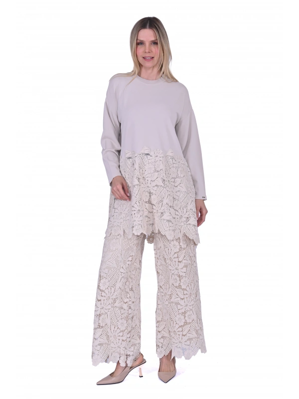 İNVEE 7078 Dantelli Takım - Bej