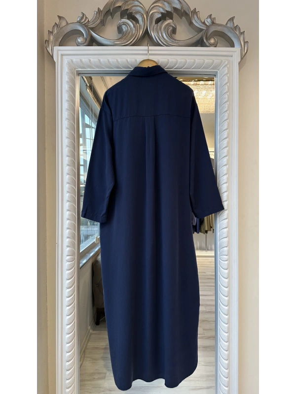 İNVEE 7057 Modal Kumaş Uzun Gömlek/Kap - Lacivert