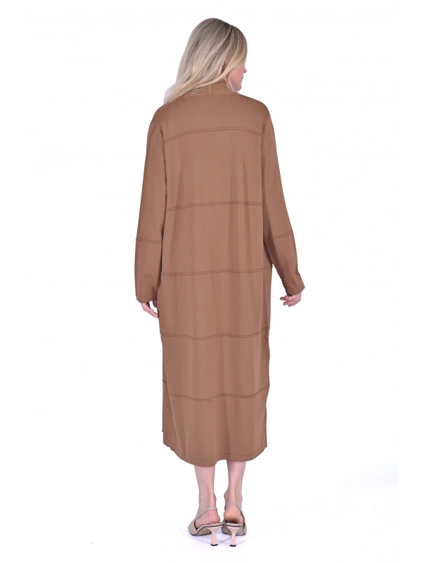 İNVEE 6402 Broş Detaylı Triko Hırka - Kahverengi