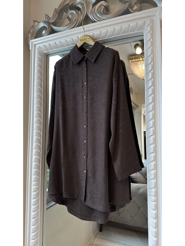 İNVEE Desenli Gömlek - Kahverengi