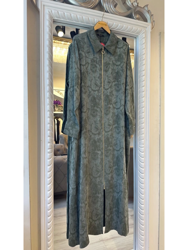 İNVEE Çiçek Desenli Lyocell Kap - Haki