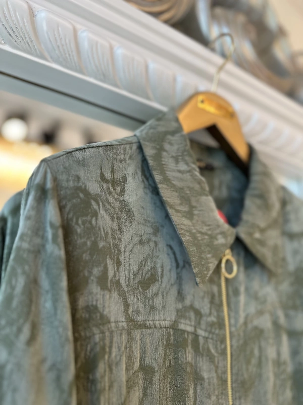 İNVEE Çiçek Desenli Lyocell Kap - Haki