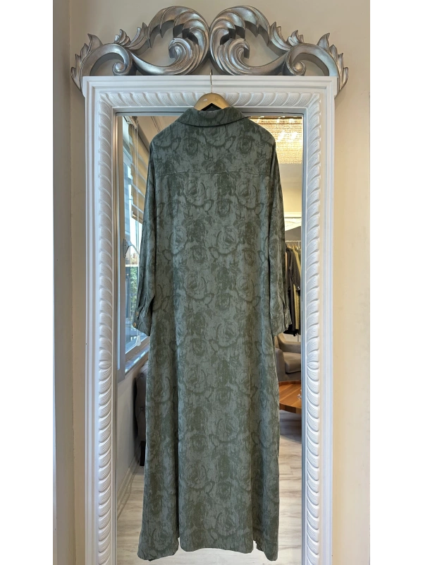 İNVEE Çiçek Desenli Lyocell Kap - Haki