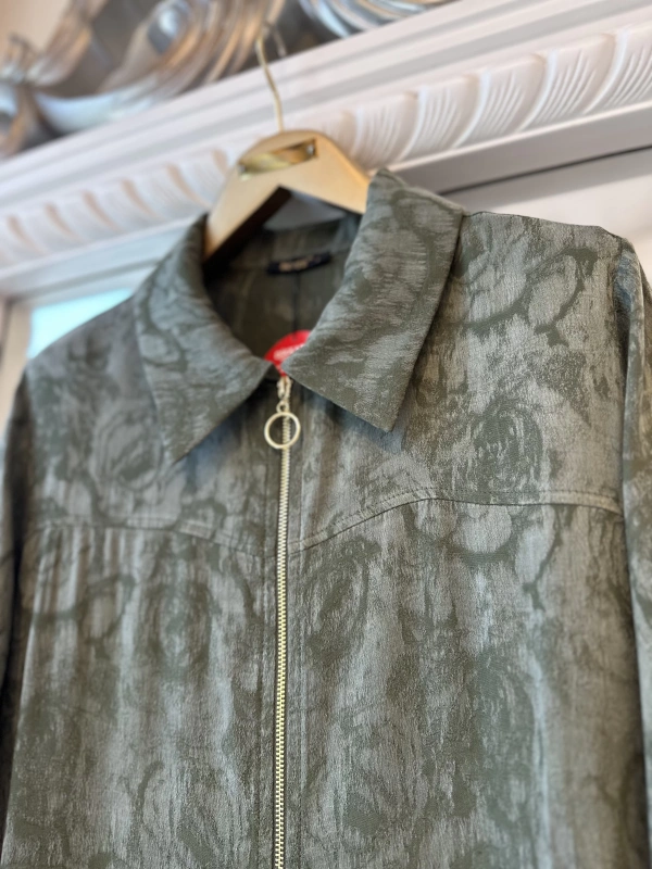 İNVEE Çiçek Desenli Lyocell Kap - Haki