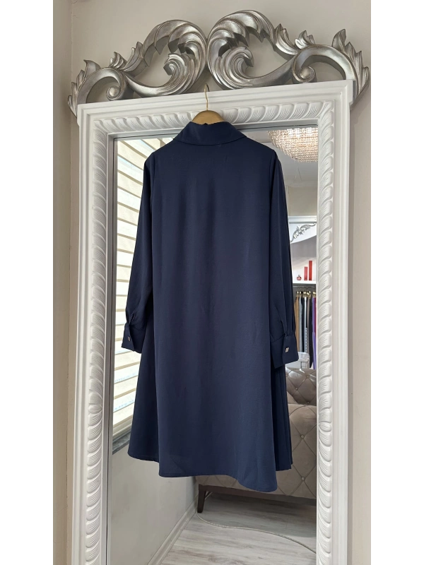 İNVEE İnce Krep Gömlek - Lacivert