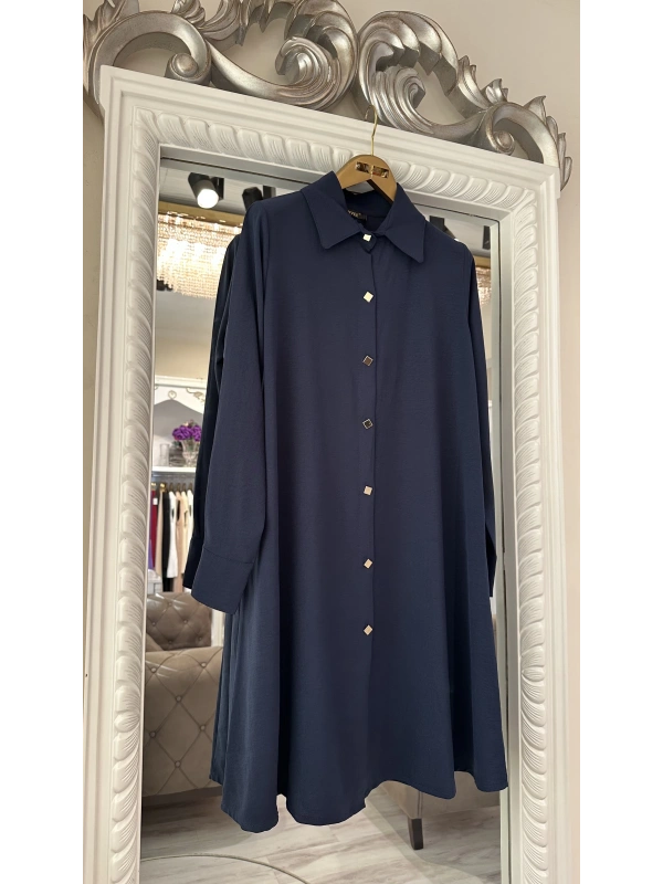 İNVEE İnce Krep Gömlek - Lacivert