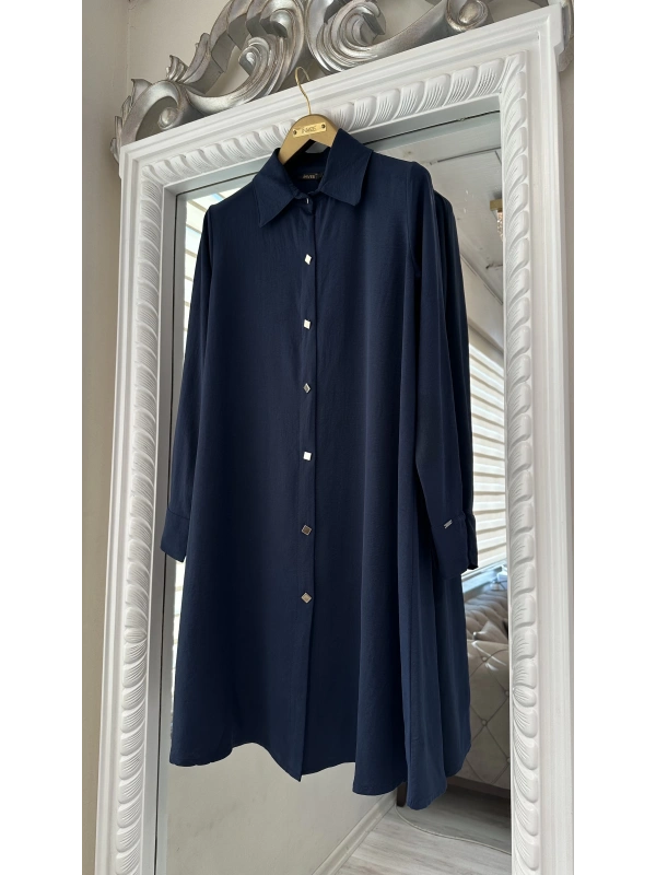 İNVEE İnce Krep Gömlek - Lacivert