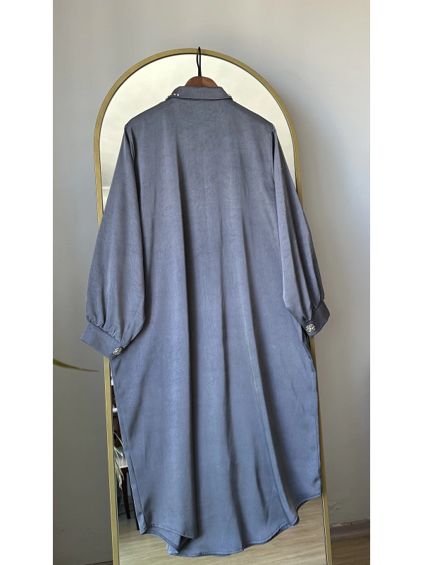 İTHAL Geniş Kalıp Uzun Gömlek/Kap - Gri