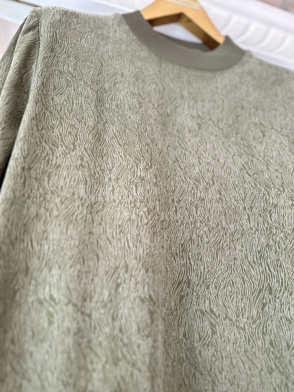 İNVEE 7136 Desenli Modal Elbise - Haki