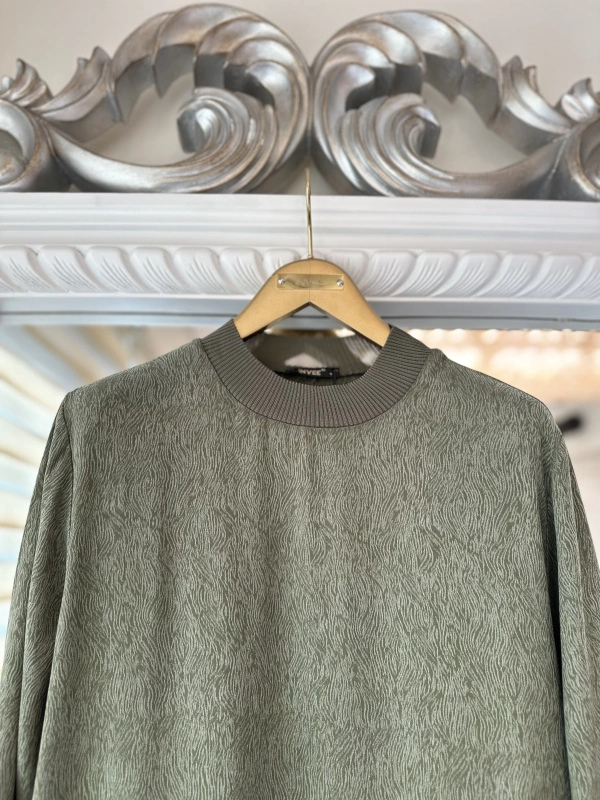 İNVEE 7136 Desenli Modal Elbise - Haki