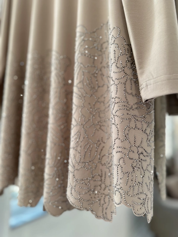 İNVEE Taş Baskılı Modal Takım - Bej