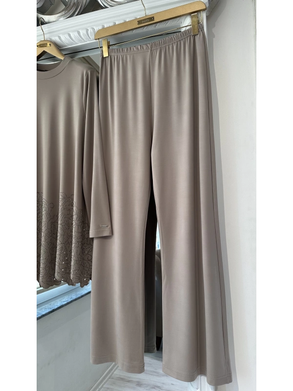 İNVEE Taş Baskılı Modal Takım - Bej