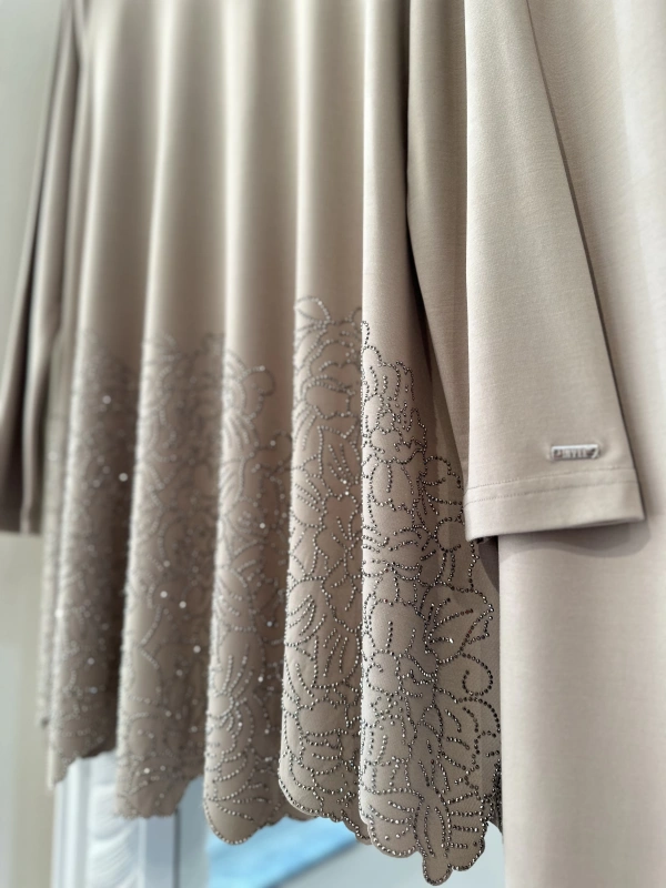 İNVEE Taş Baskılı Modal Takım - Bej