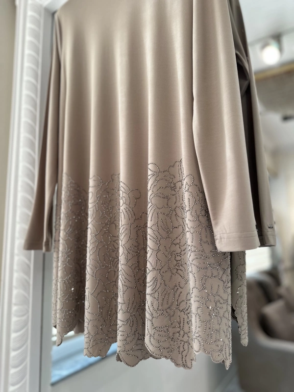 İNVEE Taş Baskılı Modal Takım - Bej