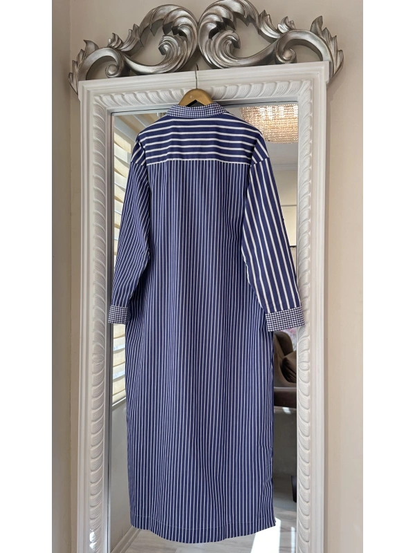 İNVEE Çizgili Uzun Gömlek - Lacivert