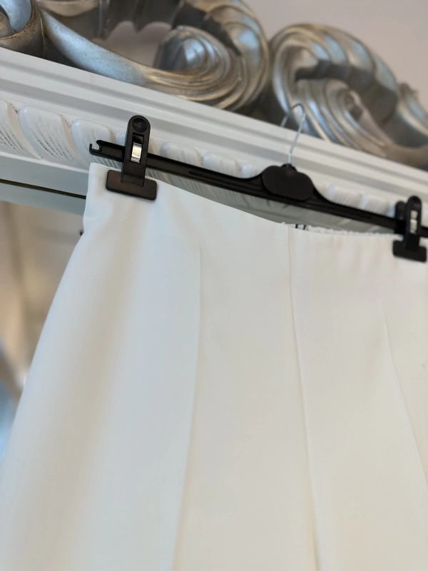 Sentez Arkası Lastikli Kumaş Pantolon - Beyaz