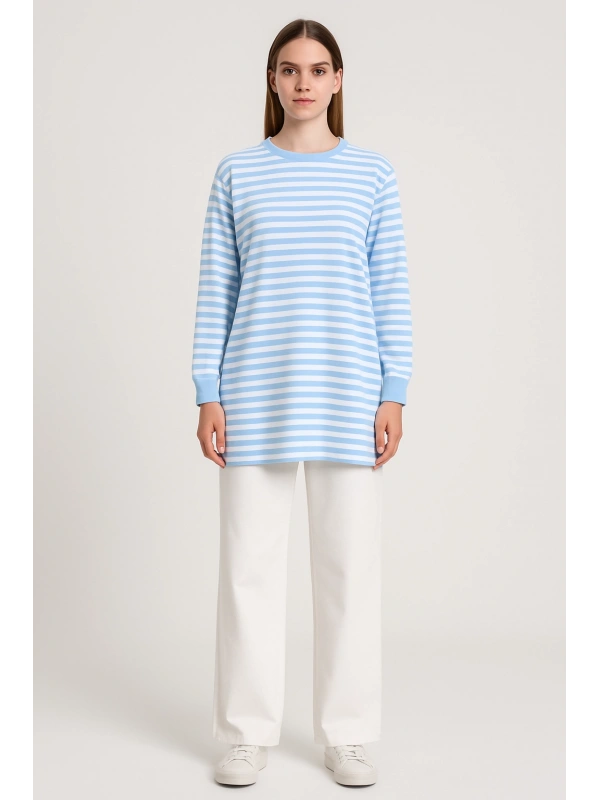 Çizgili Tunik - Mavi
