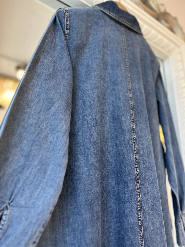 İNVEE 7162 İnce Denim Elbise - Mavi